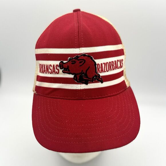 Vintage Arkansas Razorbacks Trucker Hat 80s Mesh Snapback Made in USA - Picture 1 of 14